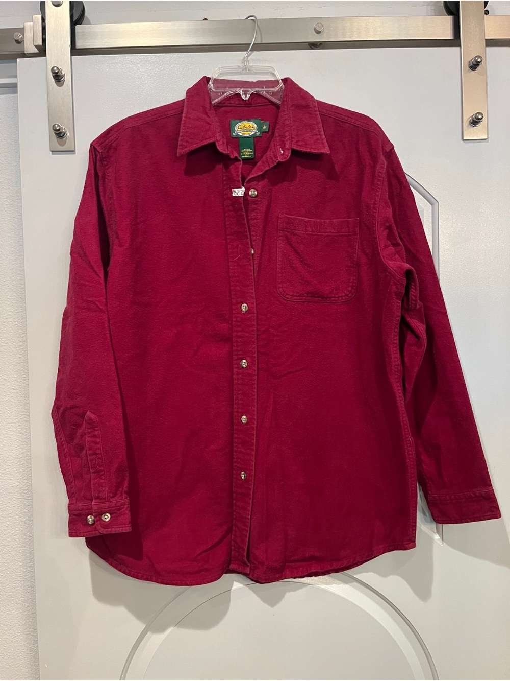 Vintage Cabelas Burgundy thick & heavy flannel Button-Down Shirt/ Jacket.